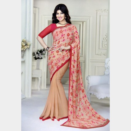 Vinay’s Soft Printed Georgette Sharee with all over rhine stone